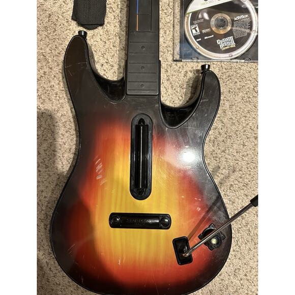 Xbox 360 Guitar Hero World Tour Sunburst Wireless w/ 2 Games Aerosmith GH3 - Picture 7 of 11